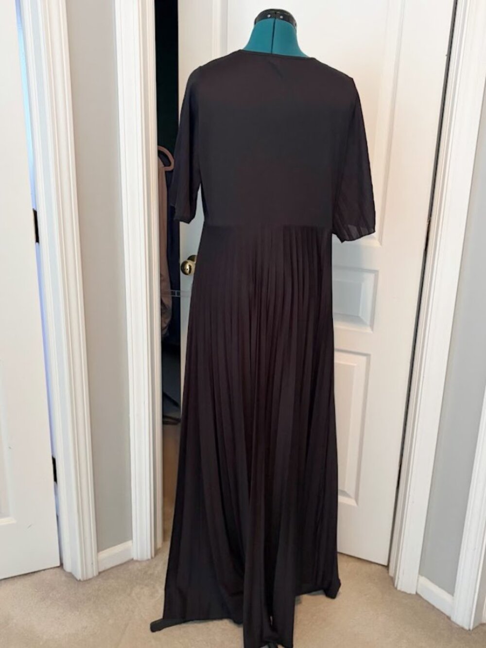 ASOS Plunging V Neck Pleated Kimono Faux Wrap Lined Flutter Sleeve Maxi Dress - Picture 10 of 11